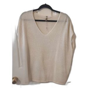 Soya Concept Knit V-Neck Shell Top Women's L Cream
